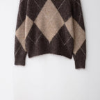 Women's Oversized Knit Sweater with Turtleneck and Diamond Pattern Fashion Glam