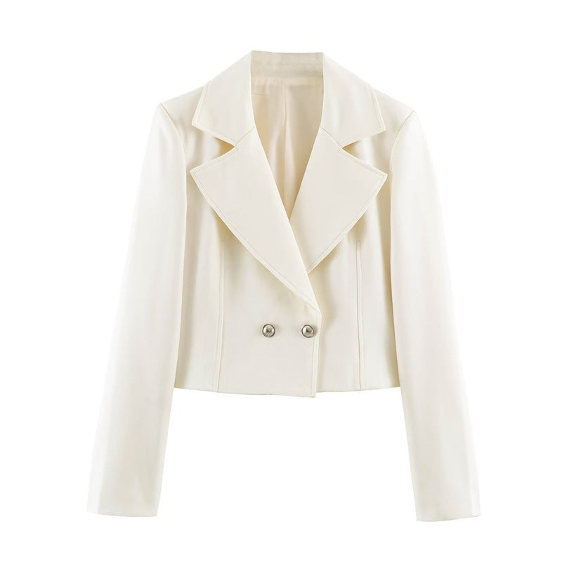 Women's short blazer with tailored silhouette and overlapping shawl collar Fashion Glam