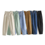 Women's High-Waisted Tapered Pants with Front Pleats and Relaxed Fit Fashion Glam