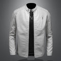 Men's Slim Leather Jacket in Biker Look with Stand-Up Collar and Vertical Chest Pocket Fashion Glam