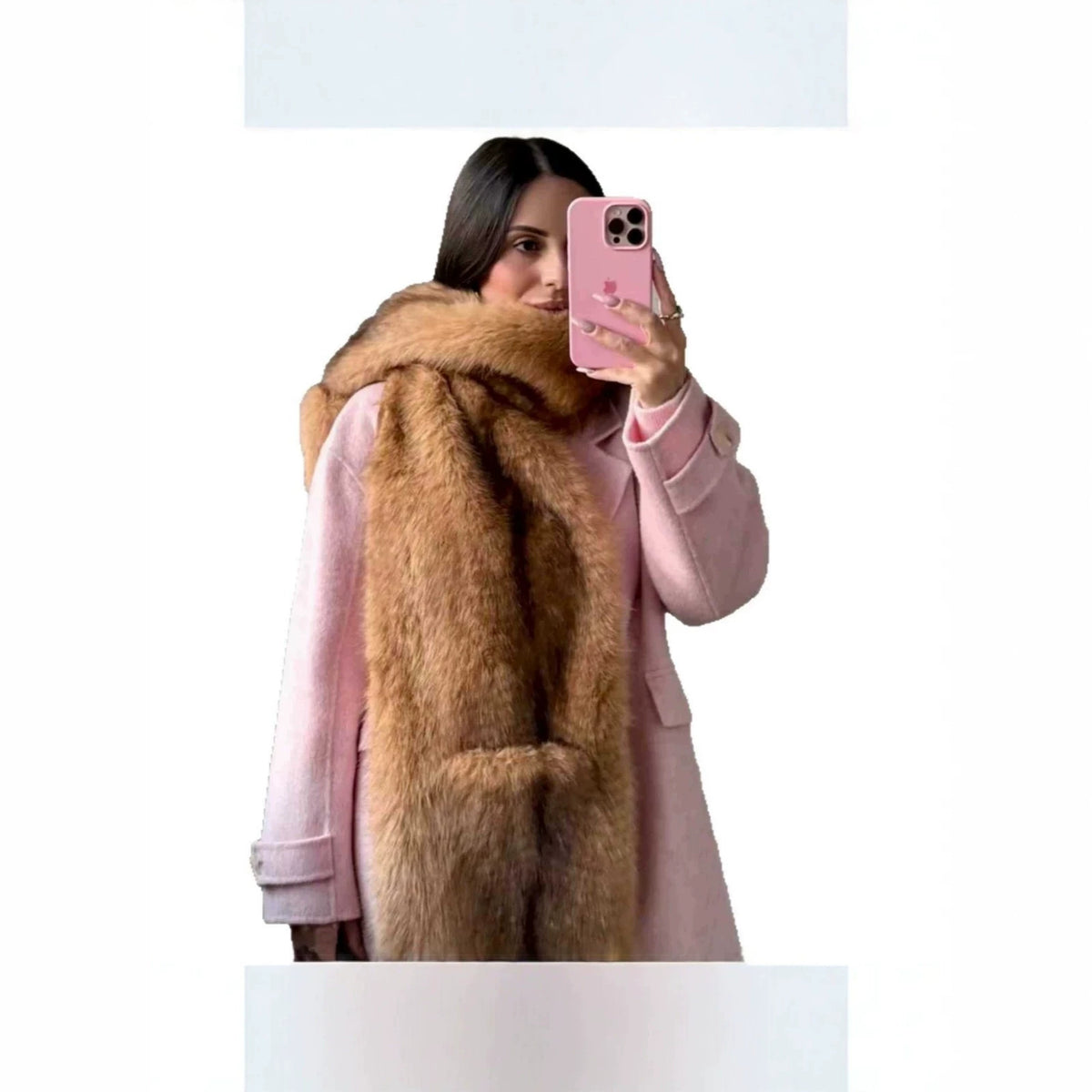 Ladies' Luxurious Long Faux Fur Stole with Voluminous Shawl Collar Fashion Glam