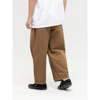 Women Wide High-Waist Pleated Pants with Elastic Drawstring and Cuffed Hem Fashion Glam