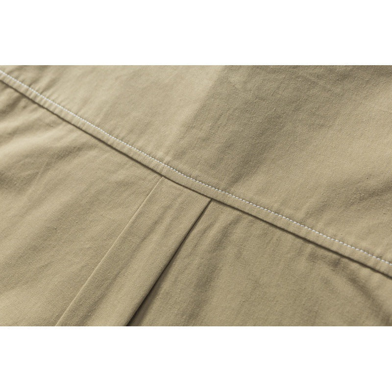 Men's Oversize Canvas Shirt Jacket with Cap Seams and Patch Pockets Fashion Glam