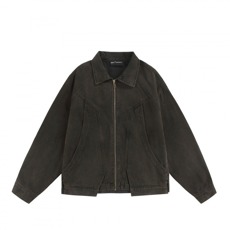 Unisex Boxy Worker Blouson made of washed canvas with a full zipper, shirt collar, and asymmetrical patch pockets Fashion Glam