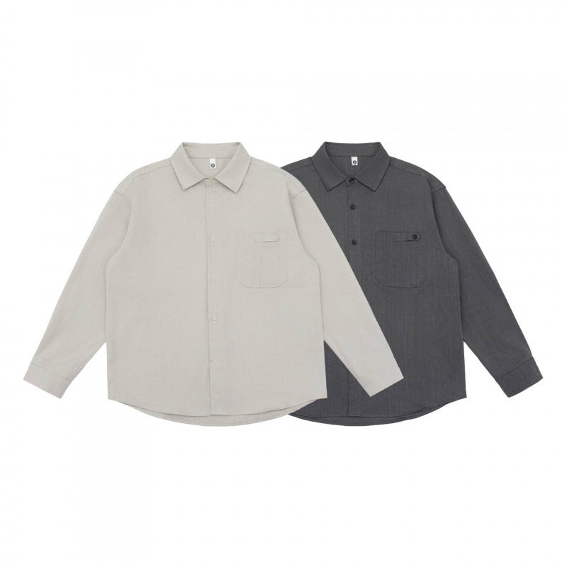 Unisex Oversize-Long Sleeve Shirt in Boxy Cut with Chest Pocket and Curved Hem Fashion Glam