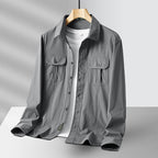 Men's Lightweight Utility Overshirt made of Cotton Blend with Chest Pockets and Relaxed Fit Fashion Glam