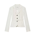 Women's Tailored Pinstripe Blazer with Tie Belt Fashion Glam