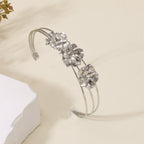 Women Open Bangle with Artistic Flower Motif Fashion Glam