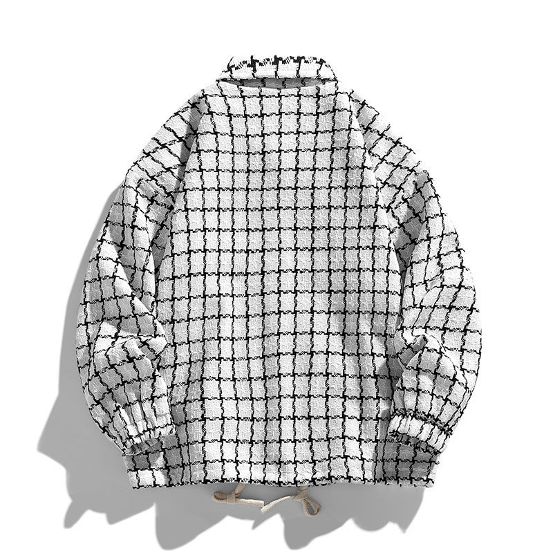 Men's Padded Coach Jacket with Geometric Pattern and Contrast Chest Pocket Fashion Glam