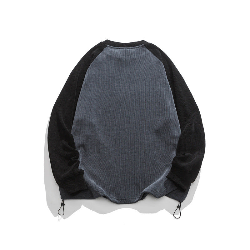 Unisex Oversize Cord Sweatshirt with Raglan Sleeves, Kangaroo Pockets and Drawstring Hem Fashion Glam