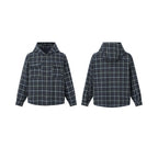 Unisex Boxy Hooded Overshirt in Flannel with Patch Pockets Fashion Glam
