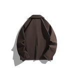 Men's Casual Worker Jacket in Boxy Cut with Concealed Snap Button Placket and Slanted Pockets Fashion Glam