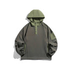 Unisex Technical Hoodie in Oversized Cut with Henley Placket, Patch Pocket and Drawstring Fashion Glam