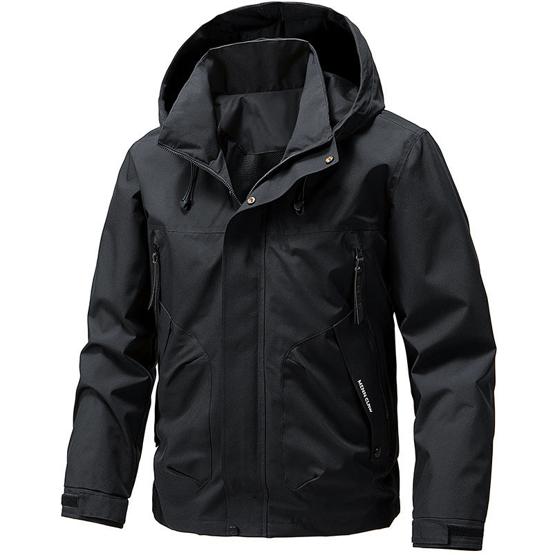 Men's Breathable Softshell Outdoor Jacket with Windproof Membrane, Adjustable Hood and Zipper Pockets Fashion Glam
