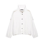 Women Oversize Blouson Jacket with Stand-Up Collar and Snap Front Fashion Glam