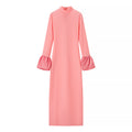 Women's Maxi Dress with Stand Collar and Ruffled Flounce Sleeves Fashion Glam