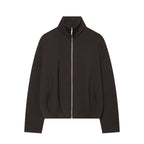 Women Boxy Cropped Stand Collar Cardigan with Full Zip and Dropped Shoulder Fashion Glam