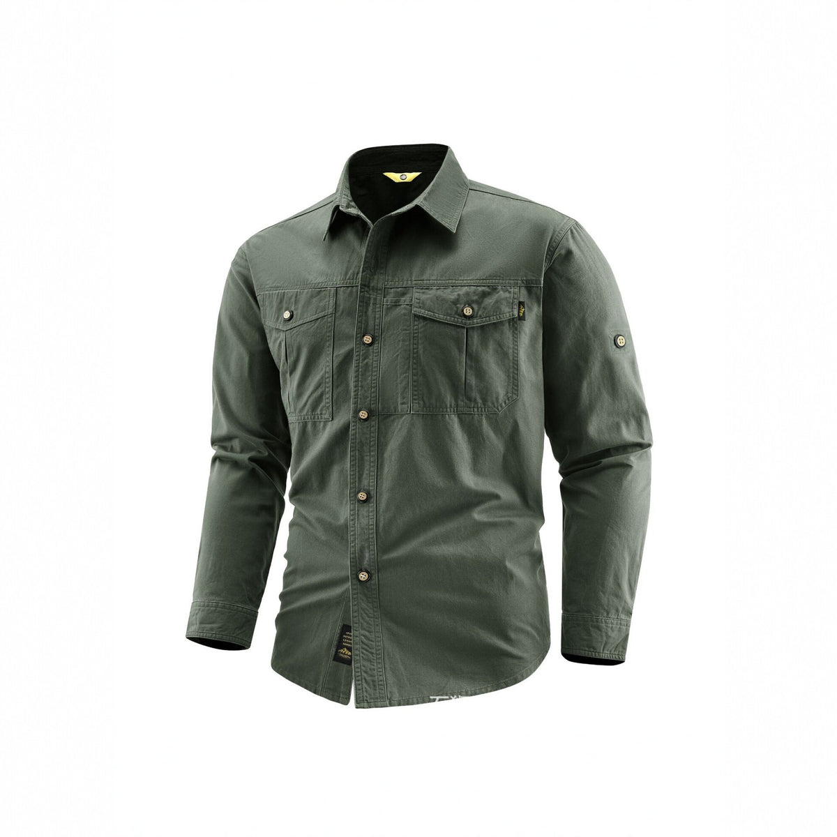 Men's Canvas Overshirt in Field Style with Chest Flaps and Full Button Placket Fashion Glam