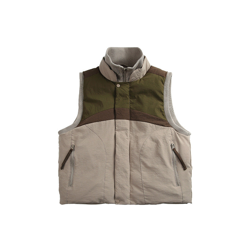 Unisex Lightweight Padded Stand-Up Collar Vest in Boxy Cut with Zipper Pockets Fashion Glam