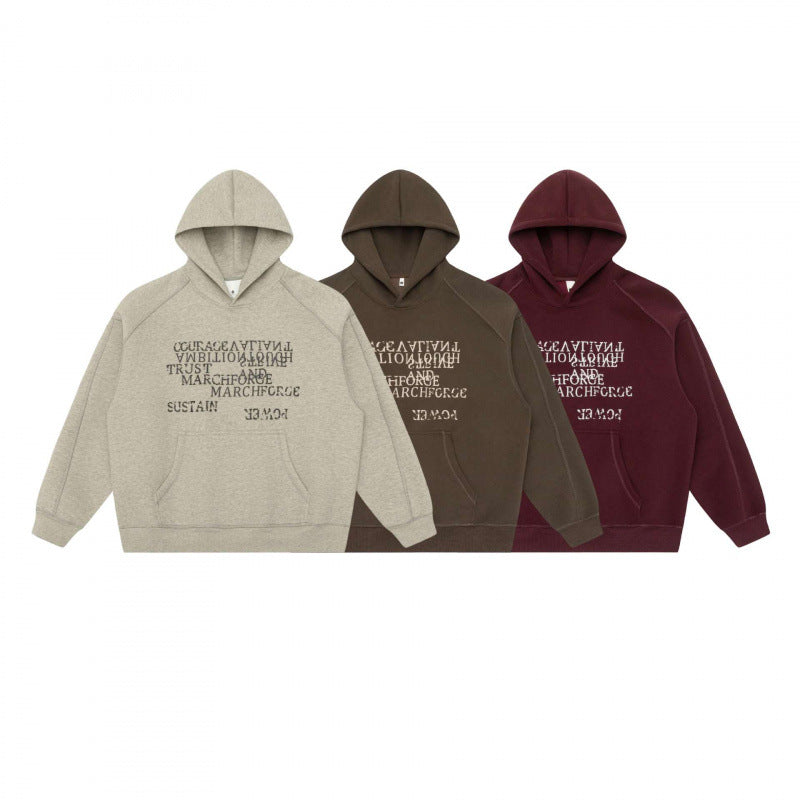 Unisex Oversize Hoodie with typographic Mirror Print, kangaroo pocket and raglan sleeves Fashion Glam