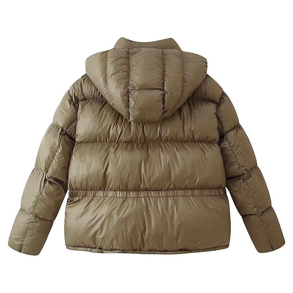 Women's Padded Quilted Jacket with XXL Hood and Flap Pockets Fashion Glam