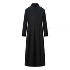 Women Tailored Long Coat with distinctive shoulder pads and asymmetric lapel Fashion Glam