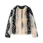 Women's Short Cut Faux Fur Jacket with Striped Fur Texture Fashion Glam
