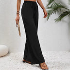 Women's Light Palazzo Pants with Elastic Waistband, Drawstring, and Side Pockets Fashion Glam
