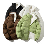 Women's Oversized Puffer Jacket with Teddy Lining, Stand Collar and Patch Pockets Fashion Glam