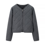 Women’s short quilted jacket with diamond quilting, full zip and integrated pockets Fashion Glam