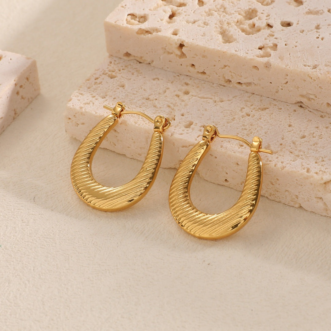 Women's Hanging Earrings with Integrated, Textured Design Fashion Glam