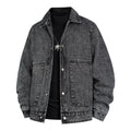 Men's Oversized Denim Jacket with Stonewash Effect and Patch Pockets Fashion Glam