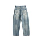 Ladies High-Waist Baggy Jeans with pre-shaped side pockets and light used wash Fashion Glam