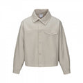 Unisex Short Cut Boxy Shirt Jacket with Chest Pocket and Clear Button Placket Fashion Glam
