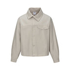 Unisex Short Cut Boxy Shirt Jacket with Chest Pocket and Clear Button Placket Fashion Glam