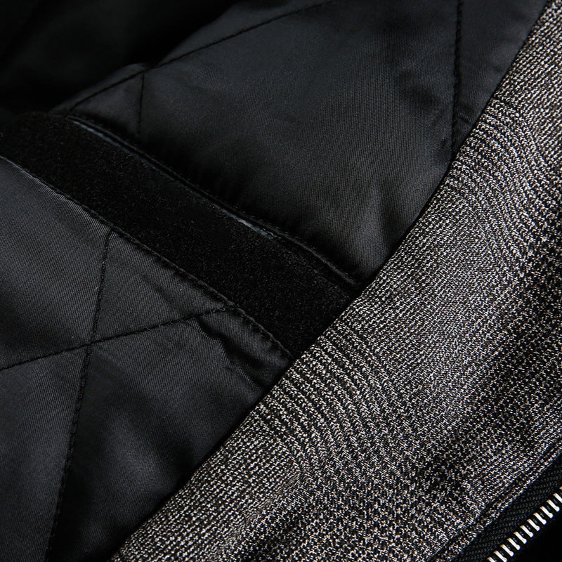 Men's Boxy Bomber Jacket with Teddy Collar, Lined Pockets and Elastic Hem Fashion Glam