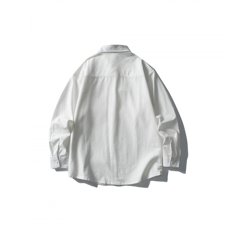 Men's Oversize Double-Breasted Cotton Shirt with Breast Pocket and Classic Shirt Collar Fashion Glam