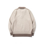 Men's Oversized Fine Knit Polo with Contrast Trim Shirt Collar and Ribbed Cuffs Fashion Glam