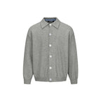 Men's knitted shirt jacket with shirt collar, full button placket and ribbed cuffs Fashion Glam