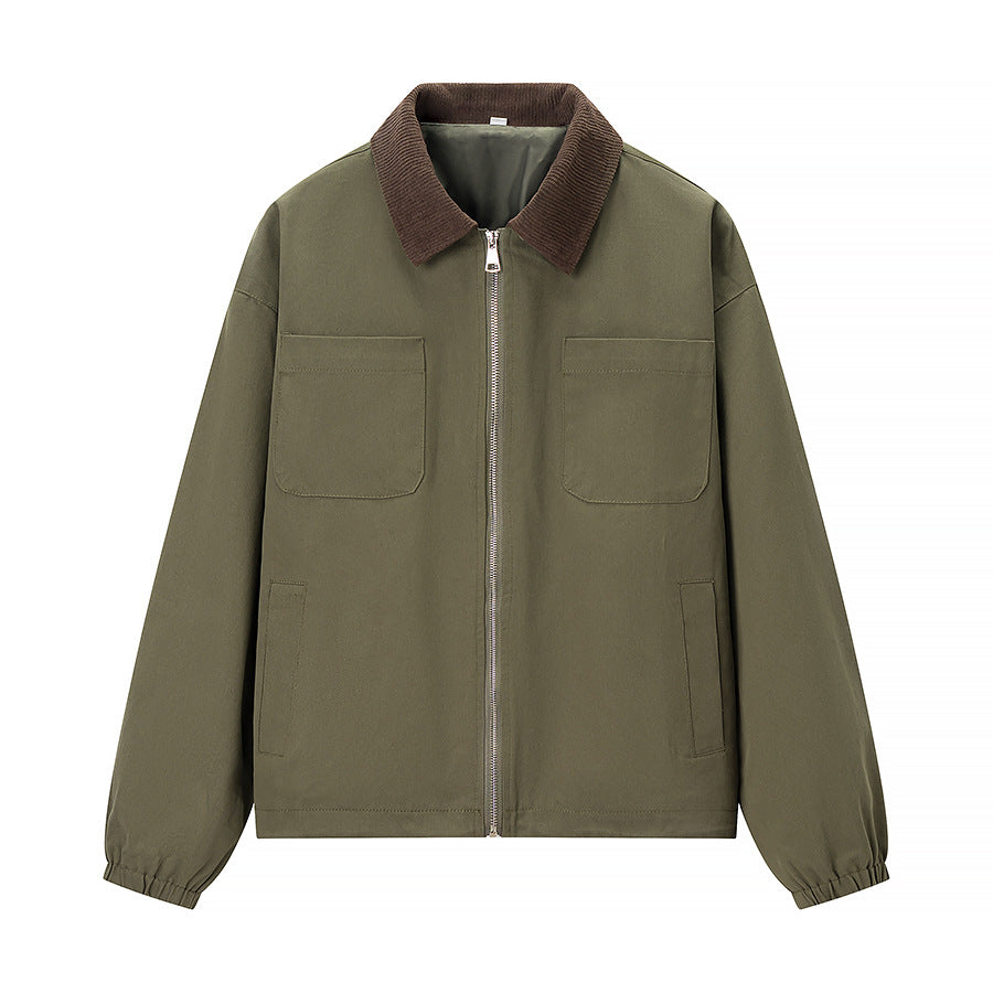Men's Lightweight Utility Transition Jacket with Cord Collar and Chest Pockets Fashion Glam