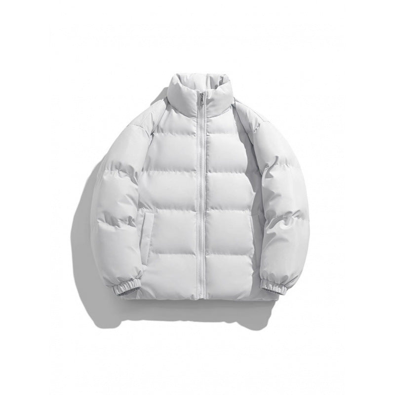Unisex Lightweight Padded Down Look Puffer Jacket with Stand Collar and Two-Way Zipper Fashion Glam