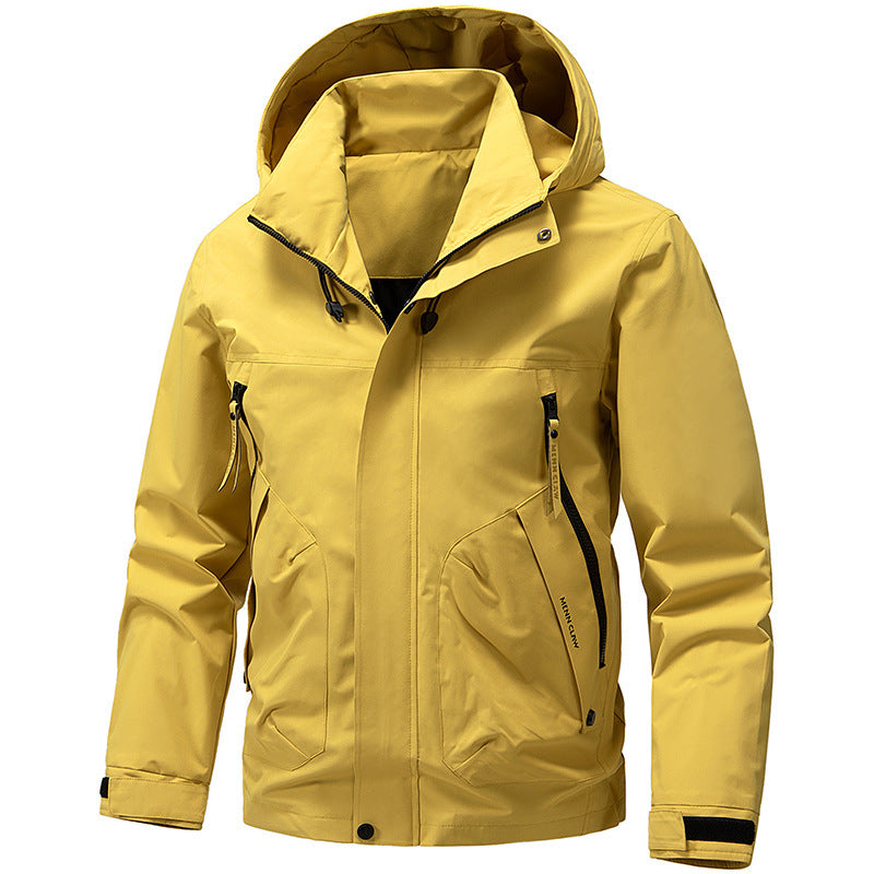 Men's Breathable Softshell Outdoor Jacket with Windproof Membrane, Adjustable Hood and Zipper Pockets Fashion Glam