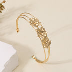 Women Open Bangle with Artistic Flower Motif Fashion Glam
