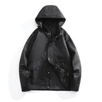 Men's Water-Repellent Hooded Jacket in Utility Style with Snap Button Placket and Flap Pockets Fashion Glam