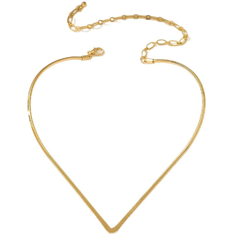 Women Choker Necklace with Modern V Design Fashion Glam