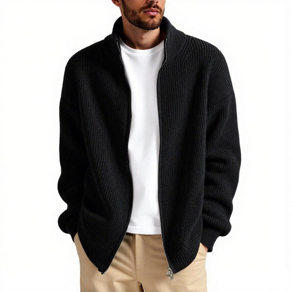 Men's cardigan with high collar and practical zipper Fashion Glam
