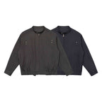 Unisex short jacket in overshirt style with standing collar, zipper, and elastic hem Fashion Glam