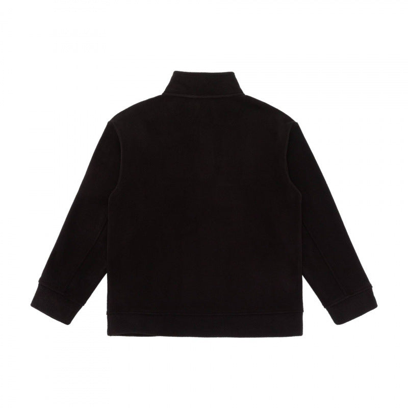 Unisex Henley fleece pullover with short button closure, stand-up collar and boxy cut Fashion Glam