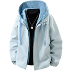 Men's lightweight wind and water-repellent hooded transitional jacket with fleece-lined hood and elastic hem Fashion Glam