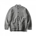 Unisex Structured Button Cardigan with Stand Collar and Patch Pockets Fashion Glam